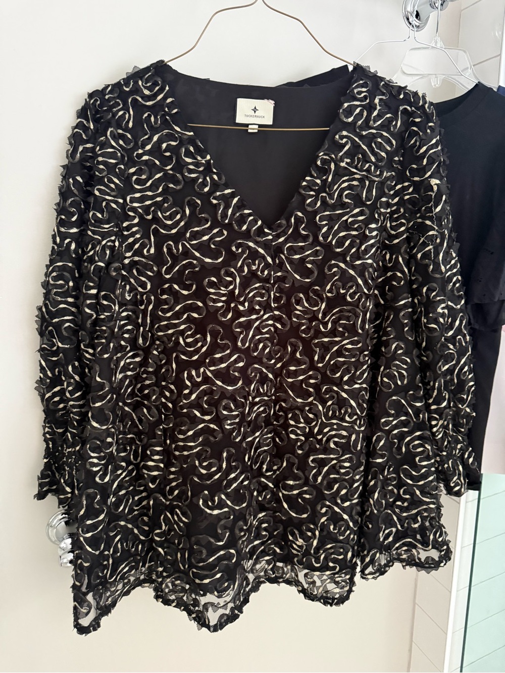Tuckernuck Black V-Neck Textured Lace Top